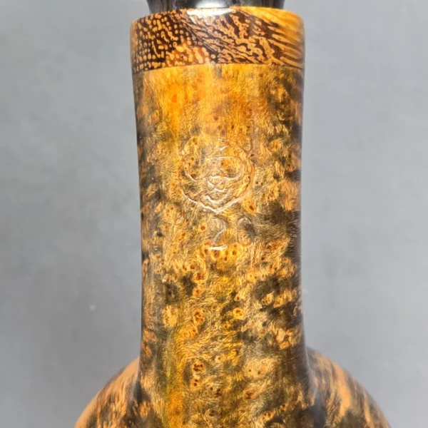 Papa Bear Pipes by Tim Beaumont Smooth Brandy w/ Lacewood Handmade Briar Pipe, New - Image 11