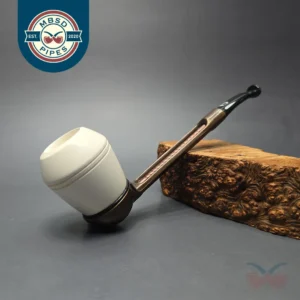 Falcon Extra Curved Dental w/ MBSD Meerschaum Rhodesian Block Meerschaum Bowl Pipe, New