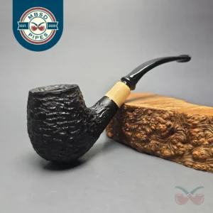 MBSD Briars by Piero Vitale Black Rusticated Brandy w/ Boxwood, Briar Pipe, New