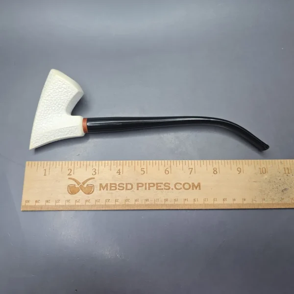 MBSD Meerschaum Deluxe Rusticated Churchwarden Freehand Block Meerschaum Pipe, Briar-Mortise, New - Image 11