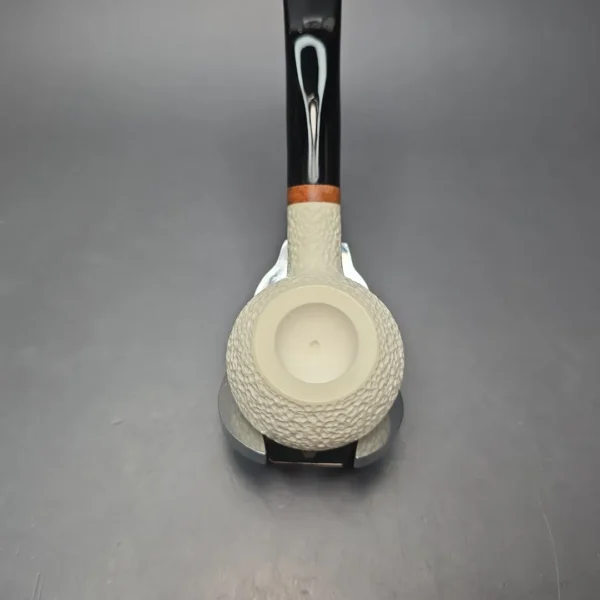 MBSD Meerschaum Deluxe Rusticated Author Block Meerschaum Pipe, Briar-Mortise, New - Image 9