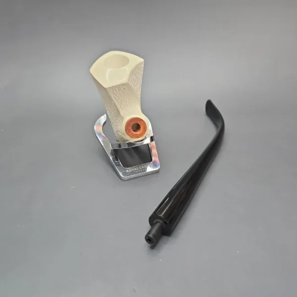 MBSD Meerschaum Deluxe Rusticated Churchwarden Freehand Block Meerschaum Pipe, Briar-Mortise, New - Image 13