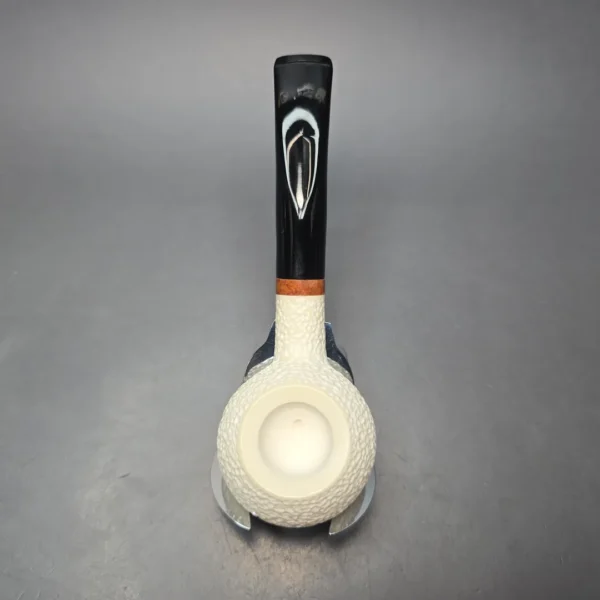 MBSD Meerschaum Deluxe Rusticated Author Block Meerschaum Pipe, Briar-Mortise, New - Image 11