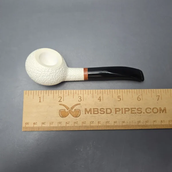 MBSD Meerschaum Deluxe Rusticated Author Block Meerschaum Pipe, Briar-Mortise, New - Image 13