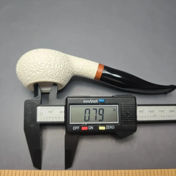 MBSD Meerschaum Deluxe Rusticated Author Block Meerschaum Pipe, Briar-Mortise, New - Image 14