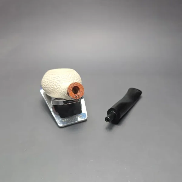 MBSD Meerschaum Deluxe Rusticated Author Block Meerschaum Pipe, Briar-Mortise, New - Image 15