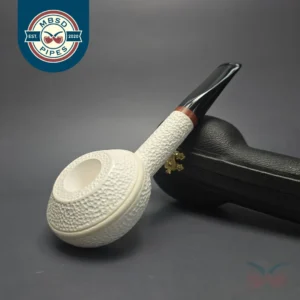 MBSD Meerschaum Deluxe Squat Rhodesian Block Meerschaum Pipe, Briar-Mortise, New
