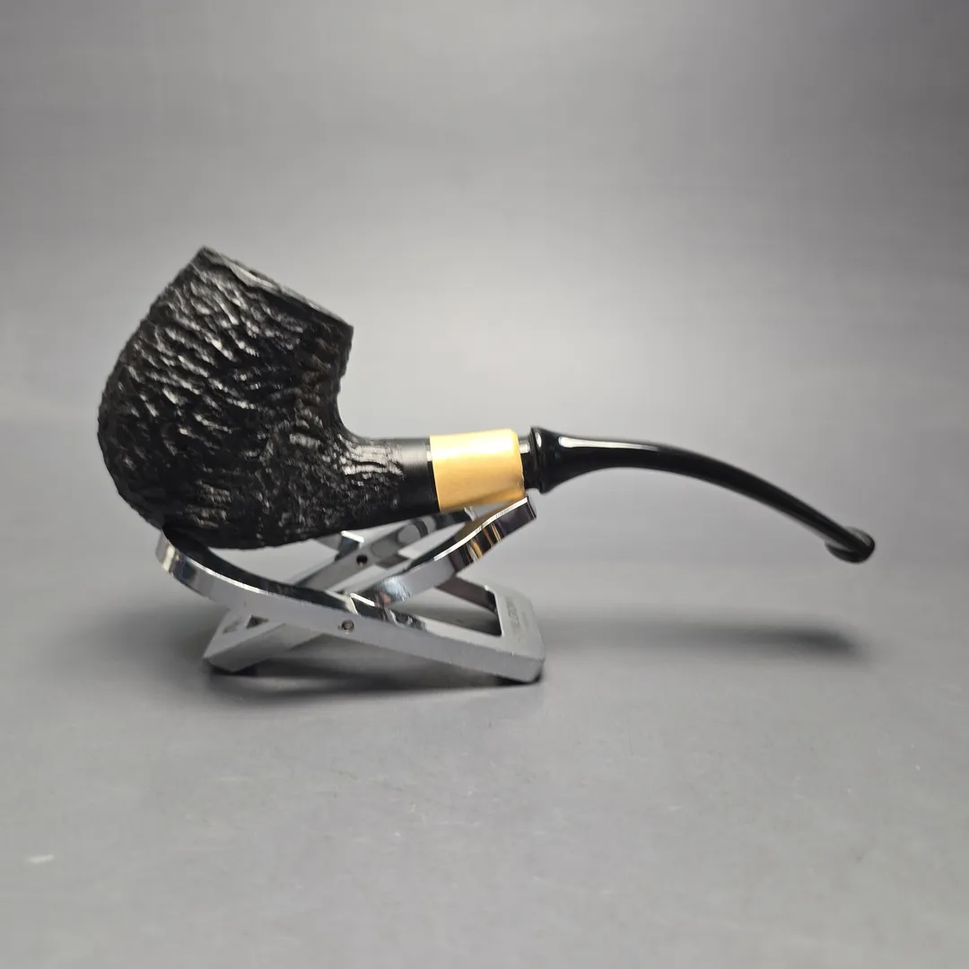 MBSD Briars by Piero Vitale Black Rusticated Brandy w/ Boxwood, Briar Pipe, New - Image 2