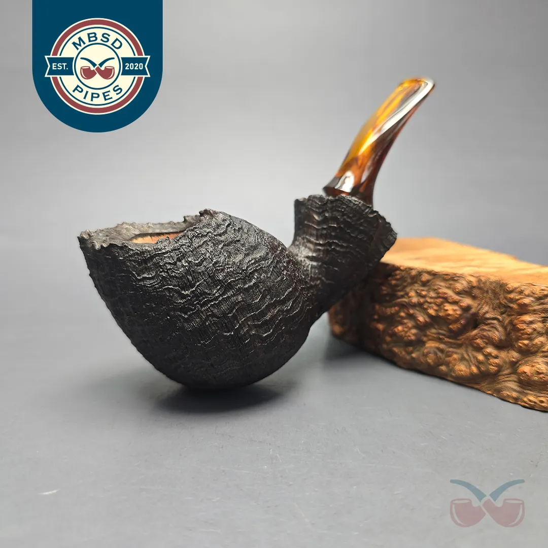 Peter Toth Black Sandblasted Blowfish Handmade Briar Pipe, New
