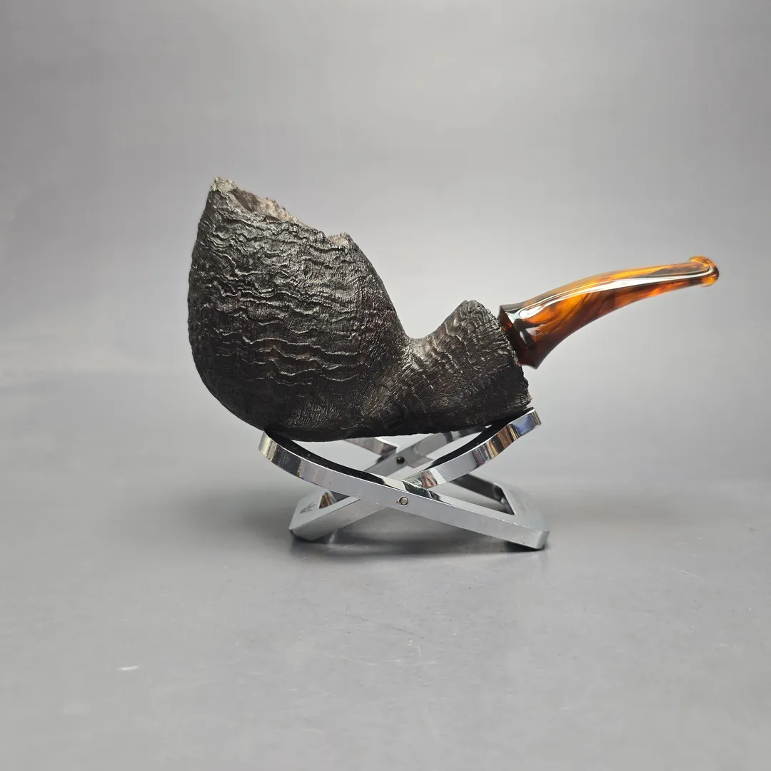 Peter Toth Black Sandblasted Blowfish Handmade Briar Pipe, New - Image 2