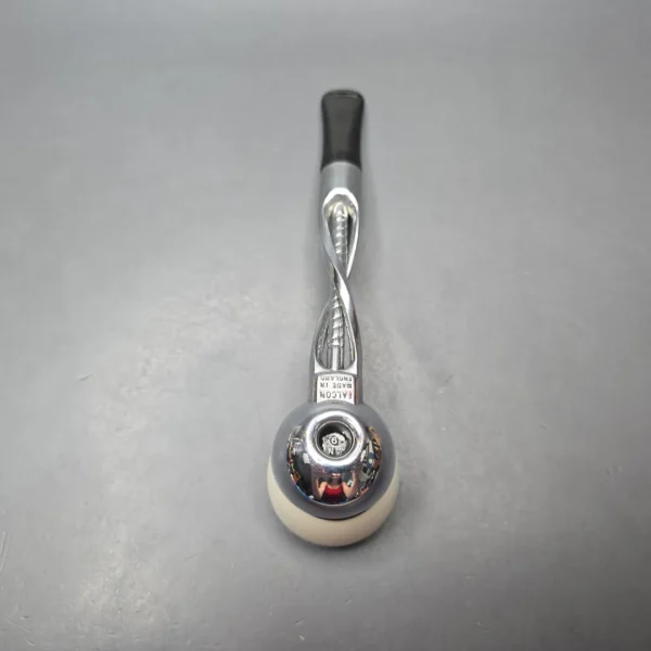 Falcon Classic Chrome w/ MBSD Meerschaum Pot Block Meerschaum Bowl Pipe, New - Image 10