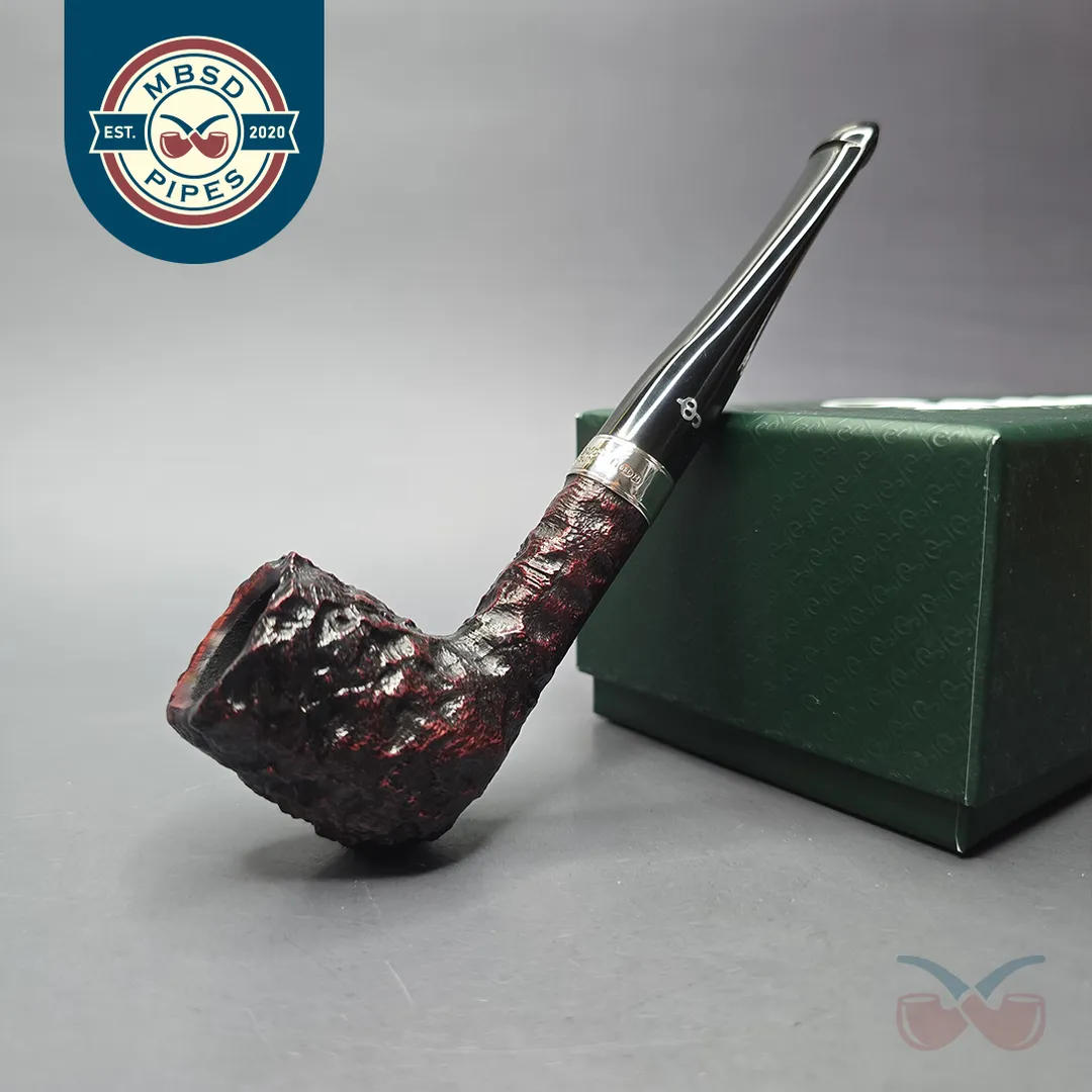 Peterson Cobble 15 Rusticated & Sandblasted Billiard w/ Silver Briar Pipe, New