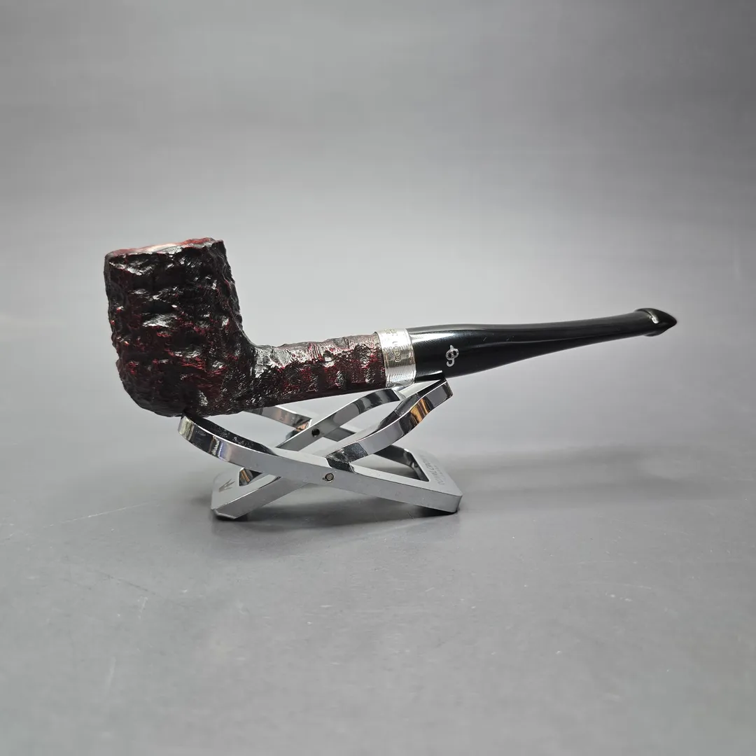 Peterson Cobble 15 Rusticated & Sandblasted Billiard w/ Silver Briar Pipe, New - Image 2
