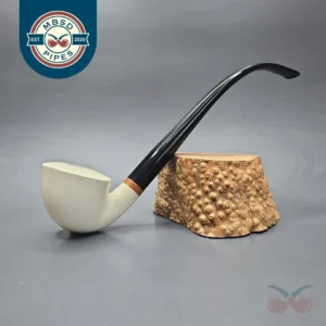 MBSD Meerschaum Deluxe Smooth Churchwarden Block Meerschaum Pipe, Briar-Mortise, New