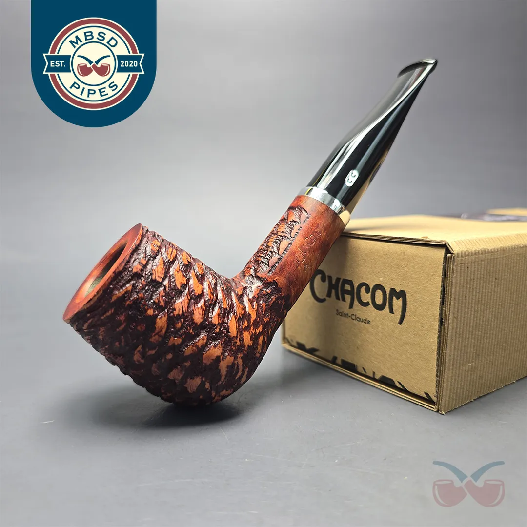 Chacom Rustic 1201 Rusticated Billiard Estate Briar Pipe, Unsmoked