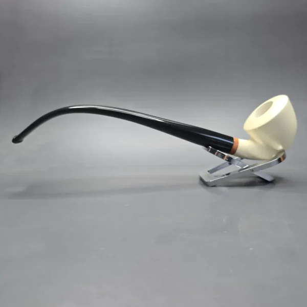 MBSD Meerschaum Deluxe Smooth Churchwarden Block Meerschaum Pipe, Briar-Mortise, New - Image 4