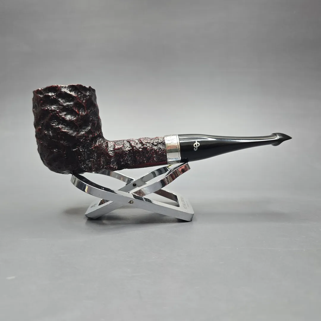 Peterson Cobble 107 Rusticated & Sandblasted Billiard w/ Silver Briar Pipe, New - Image 2