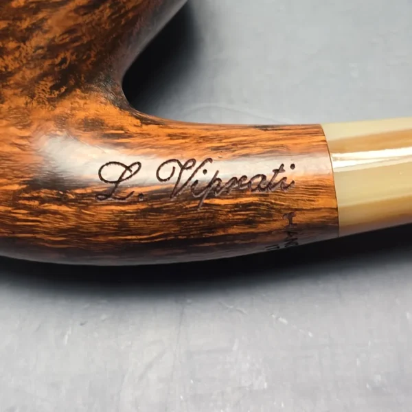 Viprati 1 Clover Smooth Bent Billiard Estate Briar Pipe, Unsmoked - Image 11