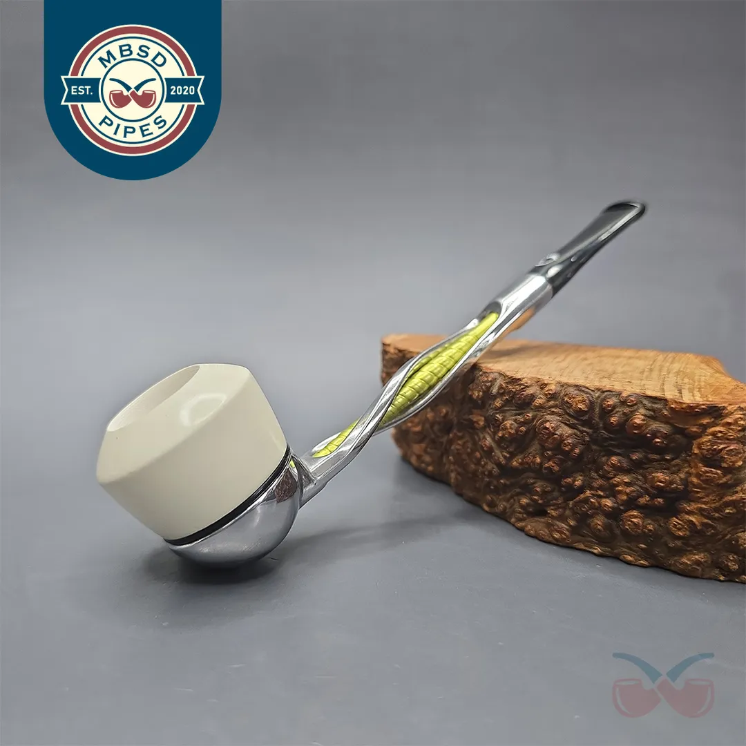 Falcon Shillelagh Green w/ MBSD Meerschaum Dublin Block Meerschaum Bowl Pipe, New