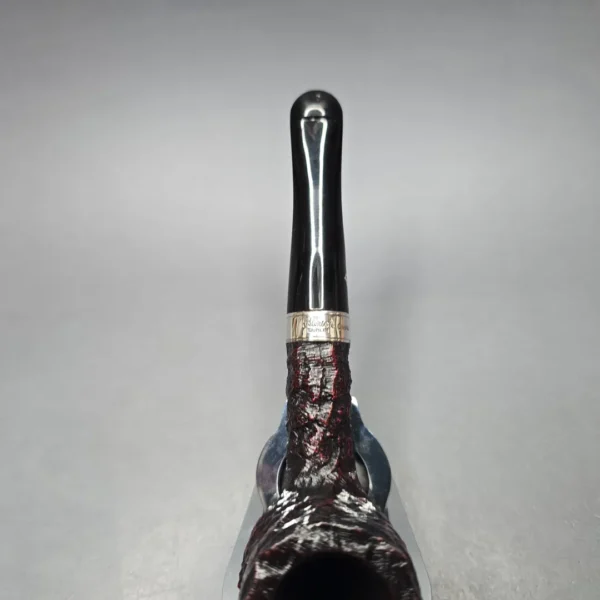 Peterson Cobble 107 Rusticated & Sandblasted Billiard w/ Silver Briar Pipe, New - Image 8