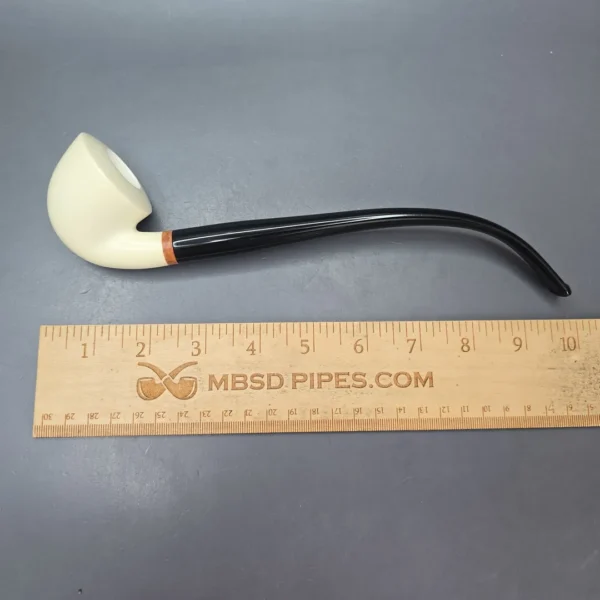 MBSD Meerschaum Deluxe Smooth Churchwarden Block Meerschaum Pipe, Briar-Mortise, New - Image 11