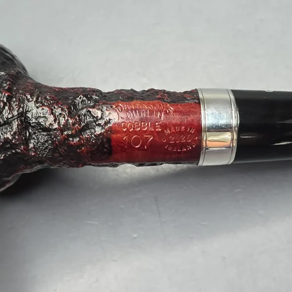 Peterson Cobble 107 Rusticated & Sandblasted Billiard w/ Silver Briar Pipe, New - Image 11