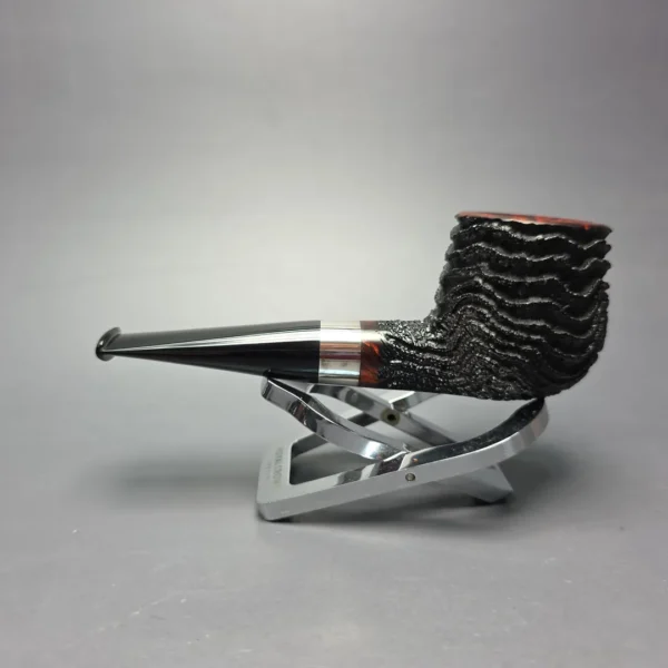 Walt Cannoy Cardinal House Morton Partially Rusticated Billiard w/ Silver Handmade Briar Pipe, New - Image 5