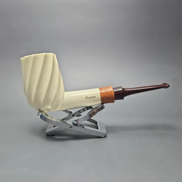 MBSD Meerschaum Premier by Bay Pipes Spiral Lovat w/ Case & Tamper Block Meerschaum Pipe, New - Image 4