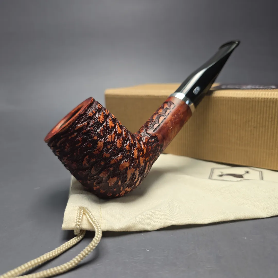 Chacom Rustic 1201 Rusticated Billiard Estate Briar Pipe, Unsmoked - Image 2