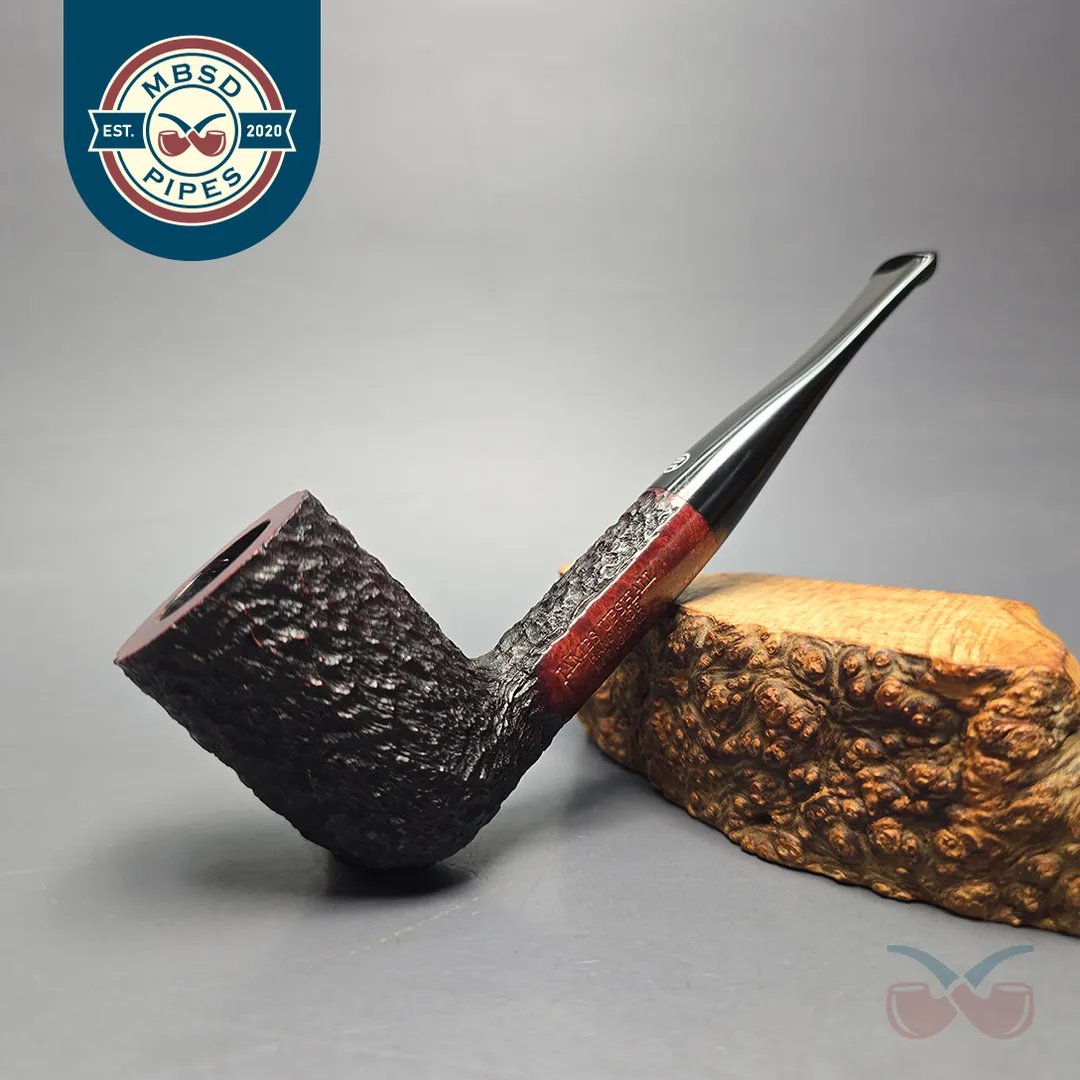 James Upshall Bark EXL Partially Rusticated Stack Billiard Estate Briar Pipe, Unsmoked