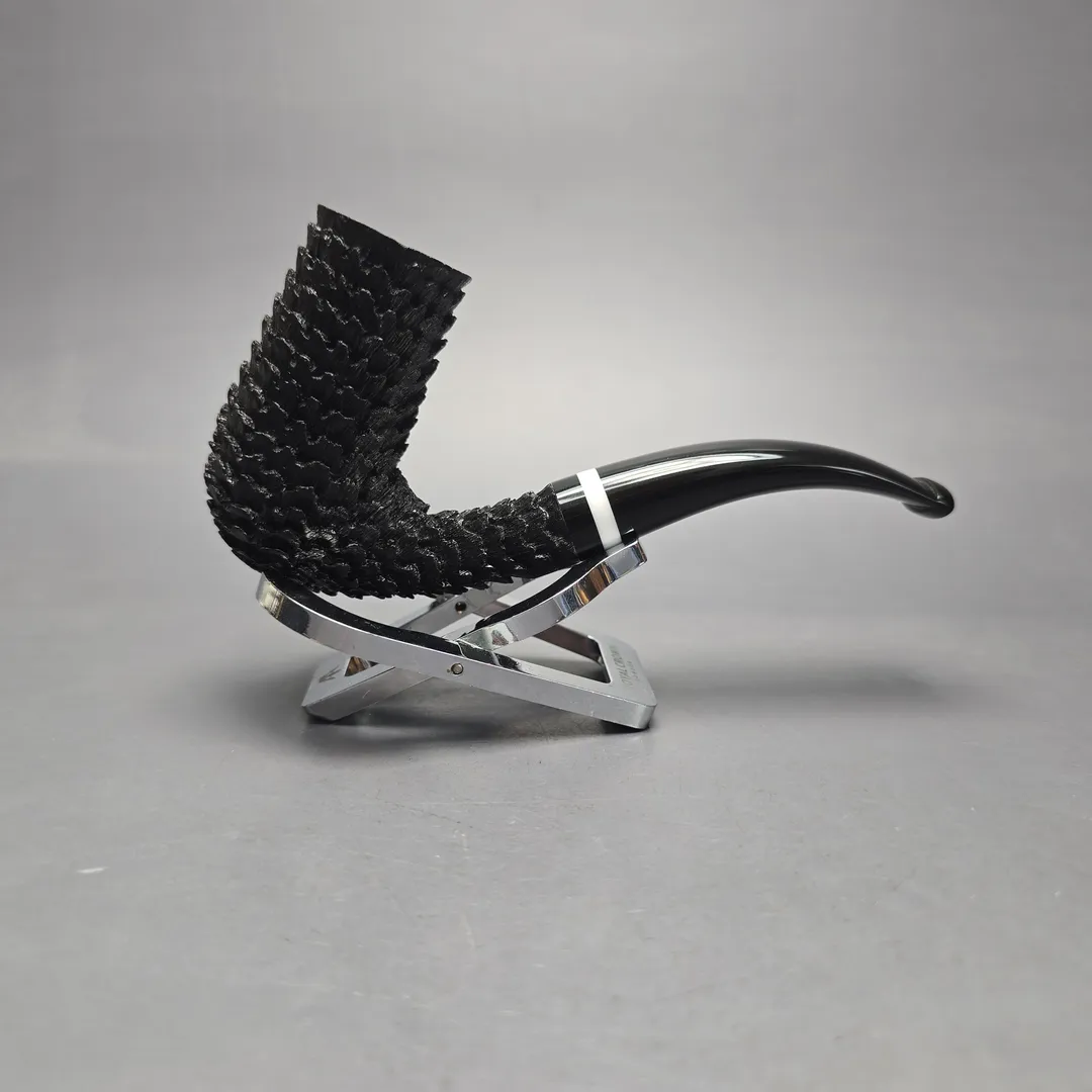 Eclesias Pipes "Dragon Scale" Sandblasted Bent Stack Handmade Briar Pipe, New - Image 2