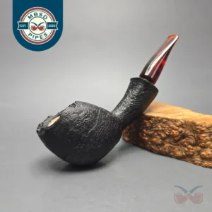 Peter Toth Black Sandblasted Panel Blowfish Handmade Briar Pipe, New