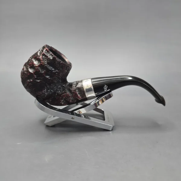 Peterson Cobble 221 Rusticated & Sandblasted Bent Billiard w/ Silver Briar Pipe, New - Image 14