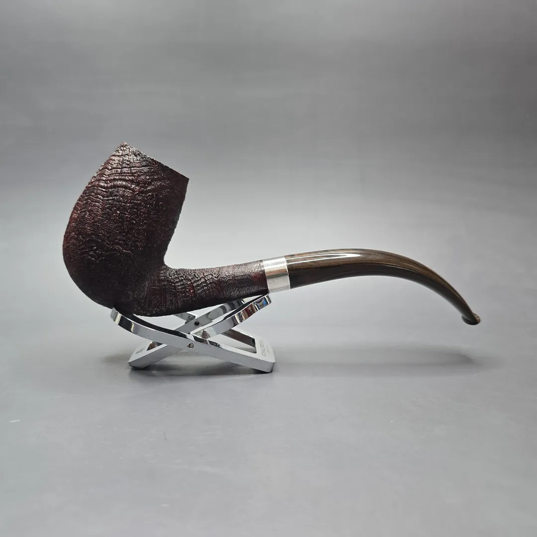 Pipe Tristan Magnum Sandblasted LC w/ Silver Handmade Briar Pipe, New - Image 2