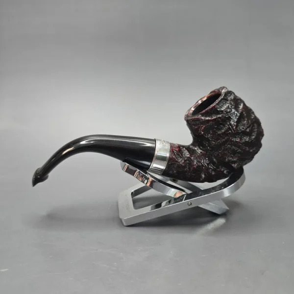 Peterson Cobble 221 Rusticated & Sandblasted Bent Billiard w/ Silver Briar Pipe, New - Image 12