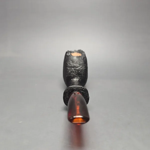 Peter Toth Black Sandblasted Panel Blowfish Handmade Briar Pipe, New - Image 5