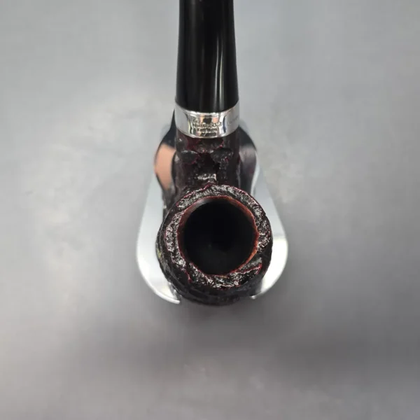 Peterson Cobble 221 Rusticated & Sandblasted Bent Billiard w/ Silver Briar Pipe, New - Image 9