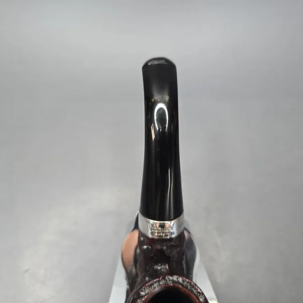 Peterson Cobble 221 Rusticated & Sandblasted Bent Billiard w/ Silver Briar Pipe, New - Image 10