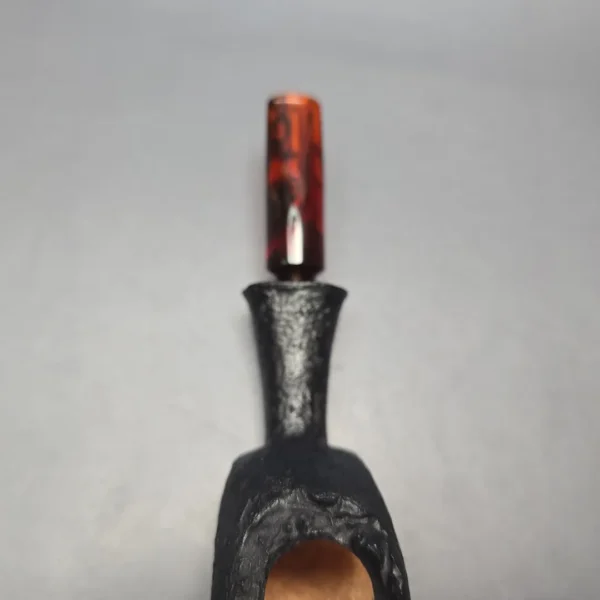 Peter Toth Black Sandblasted Panel Blowfish Handmade Briar Pipe, New - Image 9