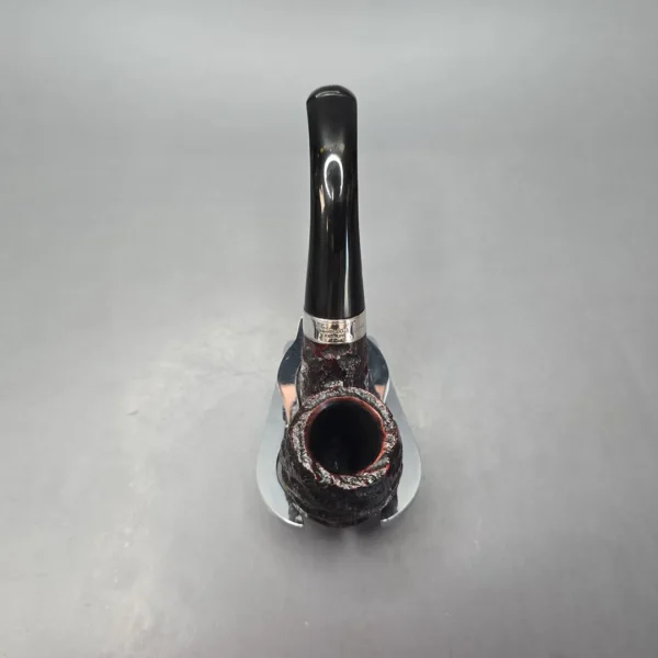 Peterson Cobble 221 Rusticated & Sandblasted Bent Billiard w/ Silver Briar Pipe, New - Image 5