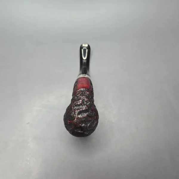Peterson Cobble 221 Rusticated & Sandblasted Bent Billiard w/ Silver Briar Pipe, New - Image 6