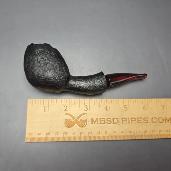 Peter Toth Black Sandblasted Panel Blowfish Handmade Briar Pipe, New - Image 11