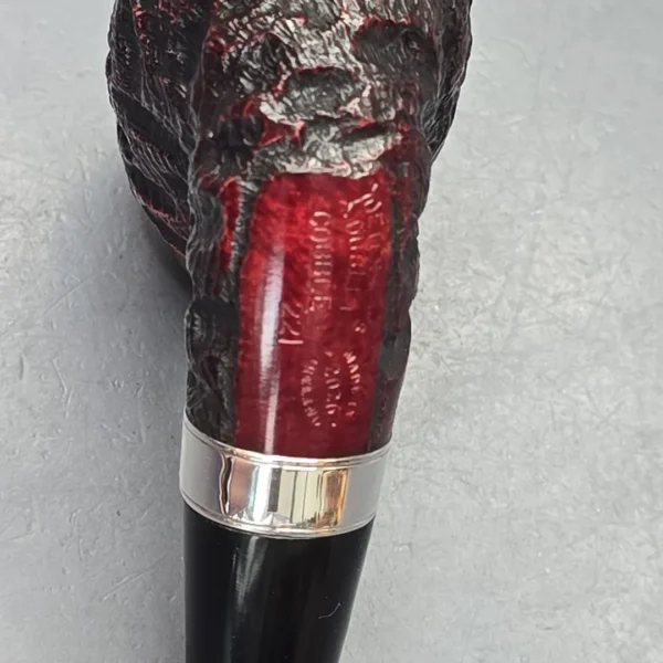 Peterson Cobble 221 Rusticated & Sandblasted Bent Billiard w/ Silver Briar Pipe, New - Image 7