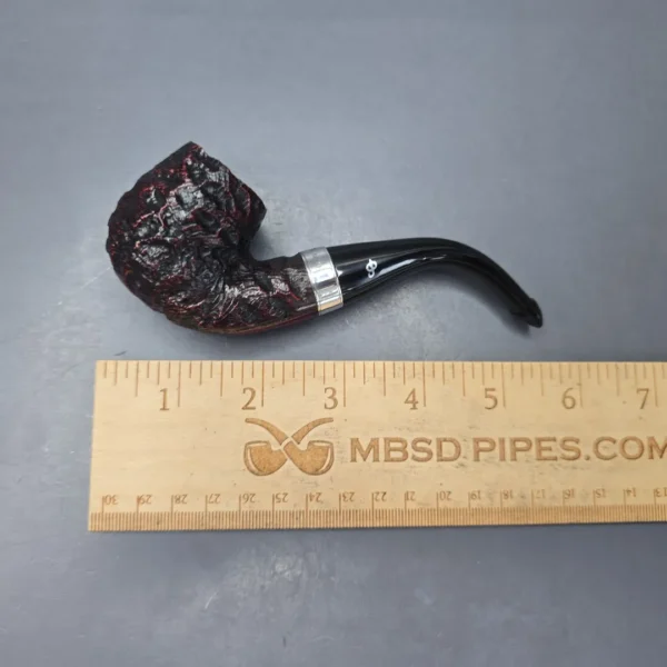 Peterson Cobble 221 Rusticated & Sandblasted Bent Billiard w/ Silver Briar Pipe, New - Image 3
