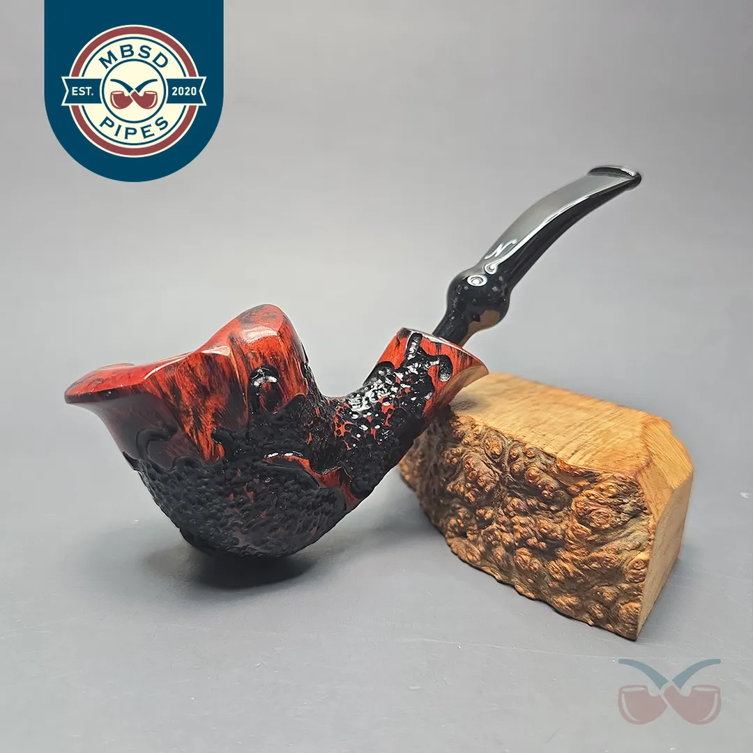 Nording Moss Partially Rusticated Freehand Estate Briar Pipe, Unsmoked