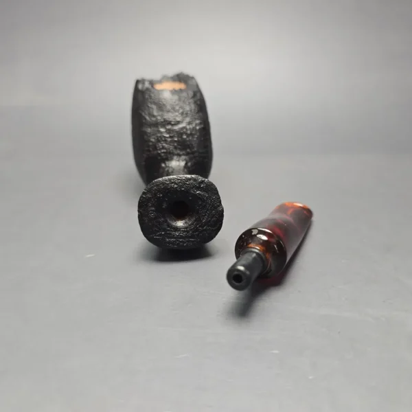 Peter Toth Black Sandblasted Panel Blowfish Handmade Briar Pipe, New - Image 13