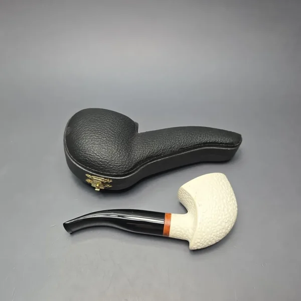 MBSD Meerschaum Deluxe Rusticated Pickaxe Block Meerschaum Pipe, Briar-Mortise, New - Image 3