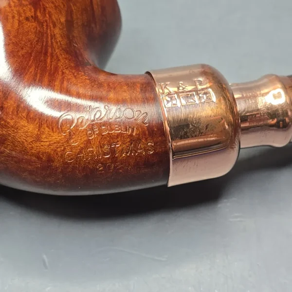Peterson 2024 Christmas Pipe 221 Smooth Bent Billiard w/ Copper Estate Briar Pipe, Unsmoked - Image 11
