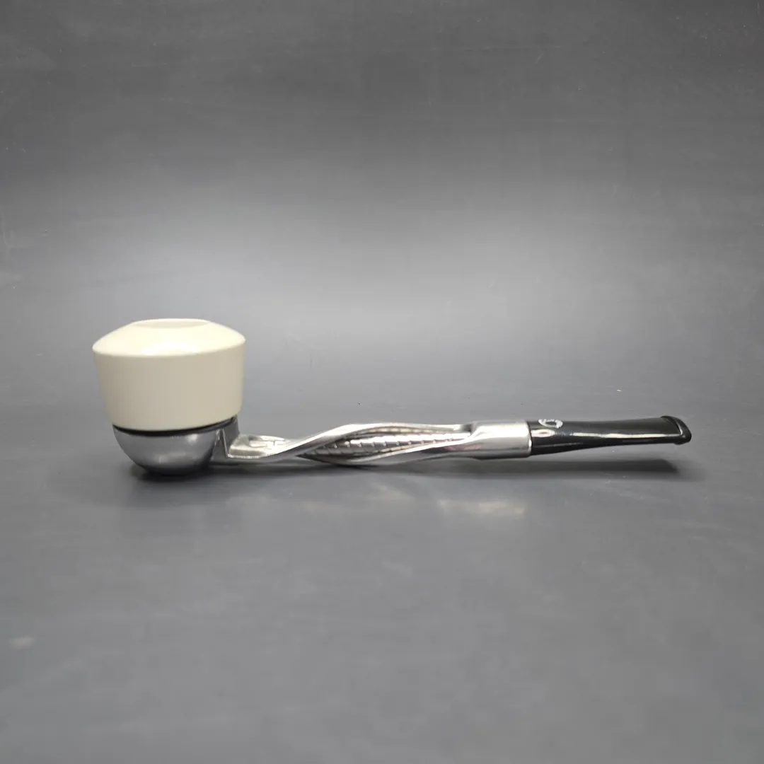 Falcon Shillelagh Chrome w/ MBSD Meerschaum Dublin Block Meerschaum Bowl Pipe, New - Image 2