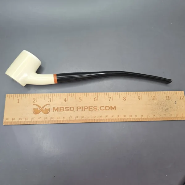 MBSD Meerschaum Deluxe Churchwarden Poker Block Meerschaum Pipe, Briar-Mortise, New - Image 11